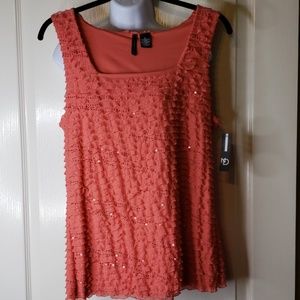 Blouse sleeveless Coral Ruffled BliNg NWT sz L